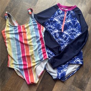 Girls 7/8 swimsuits ruffle butt & art class